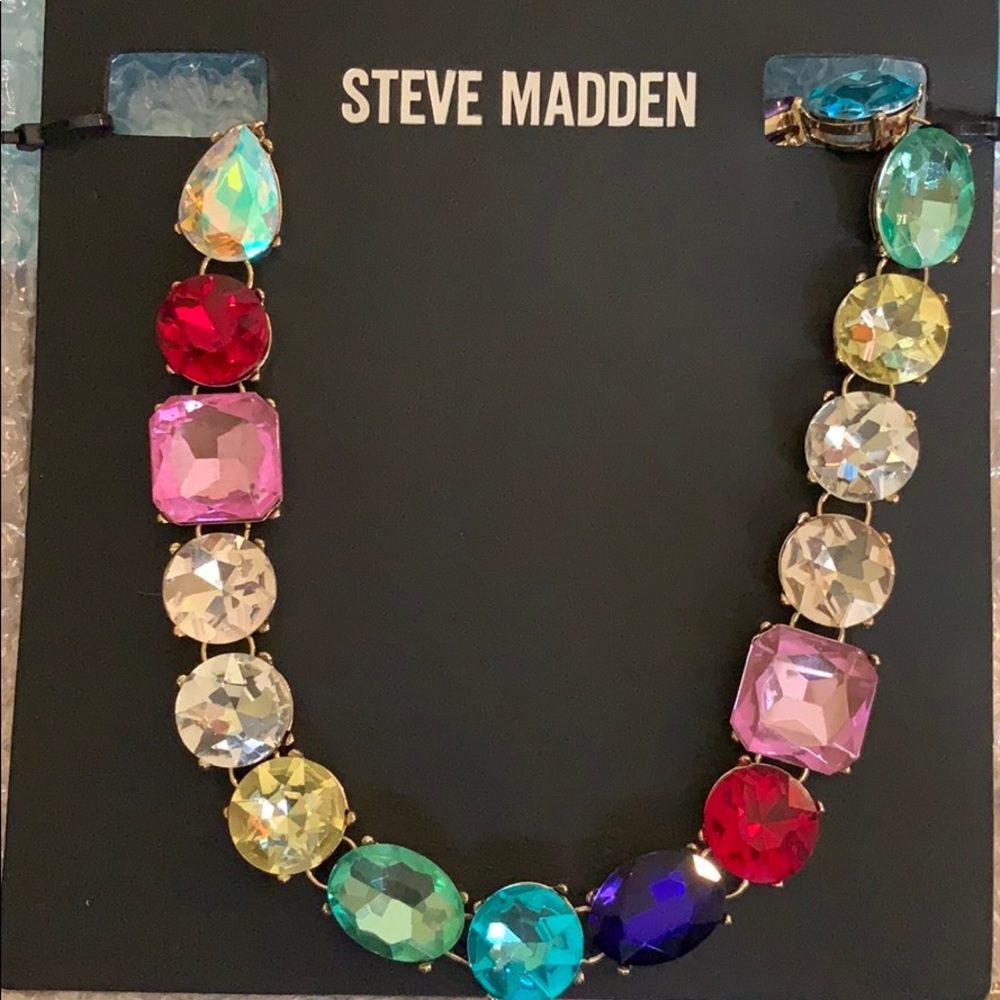 Steve Madden Rainbow Jeweled Statement Necklace